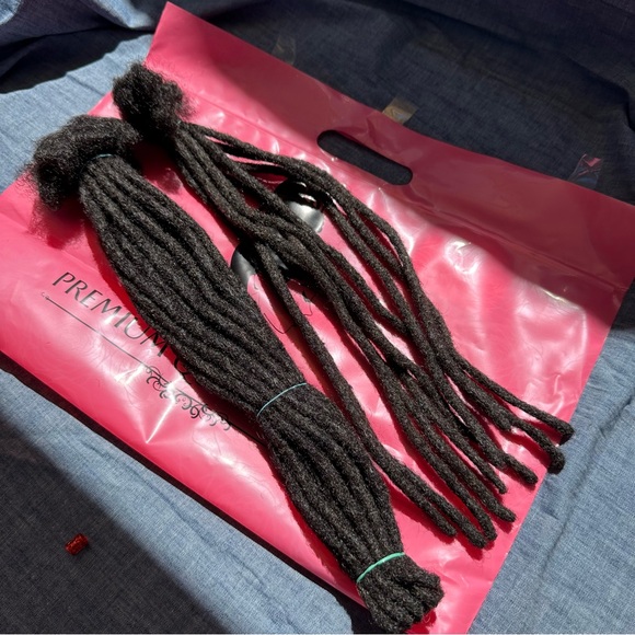 14” Natural Black Dreadlock Extensions Human Hair 0.6 cm 30 Strands #RB7 - Picture 3 of 13